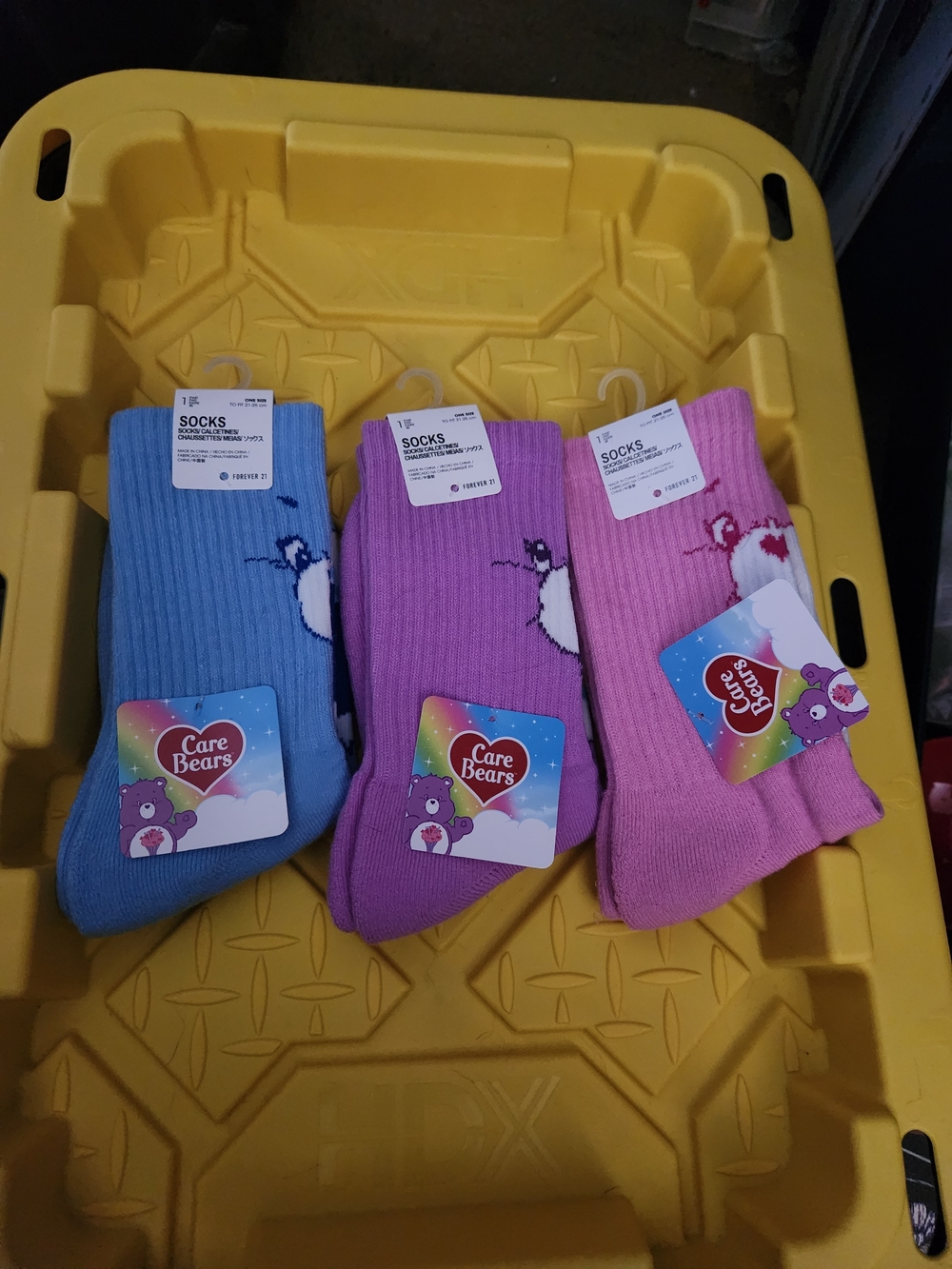 Care Bears Ribbed Crew Socks - Blue, Purple, Pink